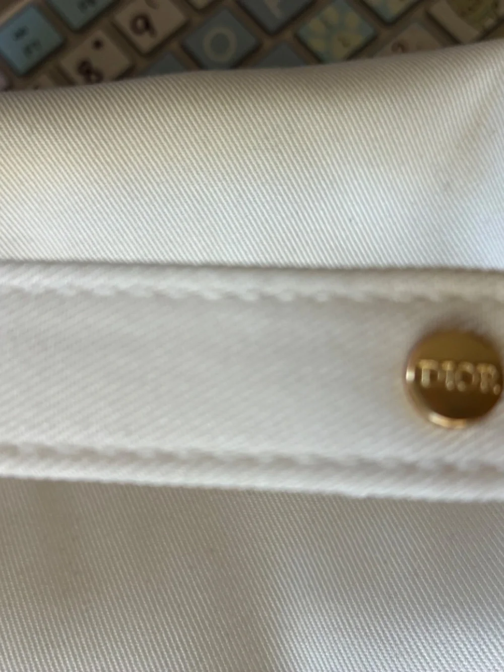 Dior Cream Denim & Gold Embroidered Pouch - Picture 4 of 4